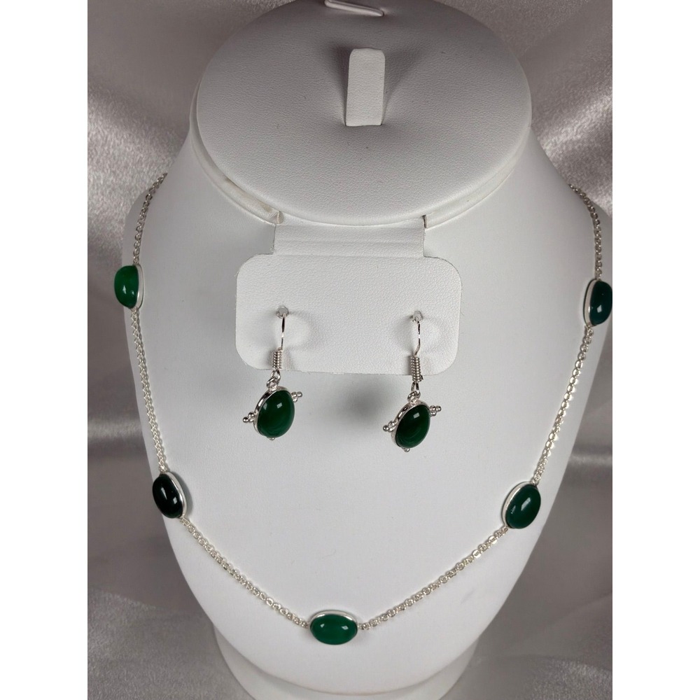 🎁 Elegant Green Onyx Gift Set –‎ Necklace & Earrings 💚
